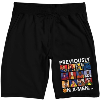 X-Men ‘97 Previously On X-Men Character Grid Men's Black Sleep Pajama Shorts