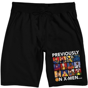 X-Men ‘97 Previously On X-Men Character Grid Men's Black Sleep Pajama Shorts - 1 of 4