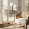 MDF Demilune Storage Console Table with Fluted Doors and Solid Wood Veneer Top and Rubberwood Legs - 2 of 4