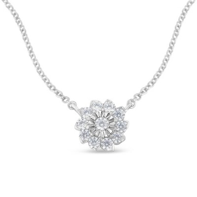 Haus of Brilliance Silver 1/2 Cttw Diamond Miracle Set Flower Cluster Pendant Necklace