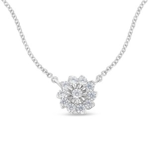 Haus of Brilliance Silver 1/2 Cttw Diamond Miracle Set Flower Cluster Pendant Necklace - 1 of 4