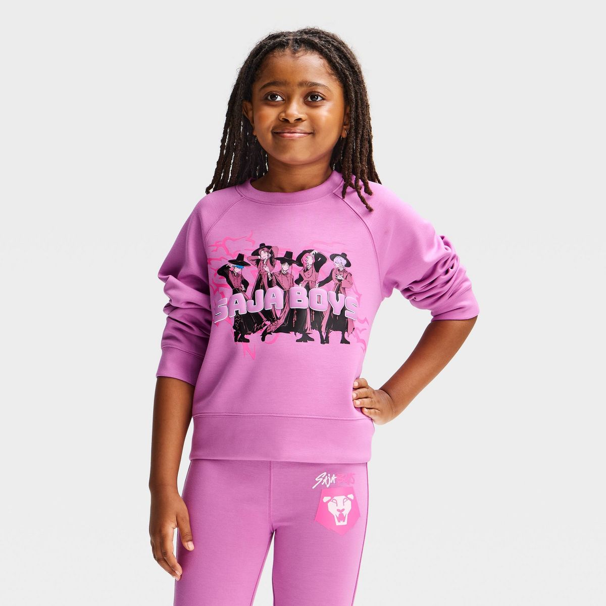 Girls' KPop Demon Hunters "Saja Boys" Scuba Sweatshirt - Lavender
