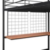 PAGED Twin Size Bunk Bed with Desk Simple Modern Metal Bed Frame with Grid, Ladder and Guardrail for Bedroom - 4 of 4