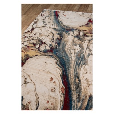 Handmade Blue Abstract Stain-Resistant Synthetic Rug, 2' x 3'