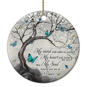 Butterfly Memorial Ornament - Remembrance Ceramic Keepsake with Tree and Quote - 1 of 4