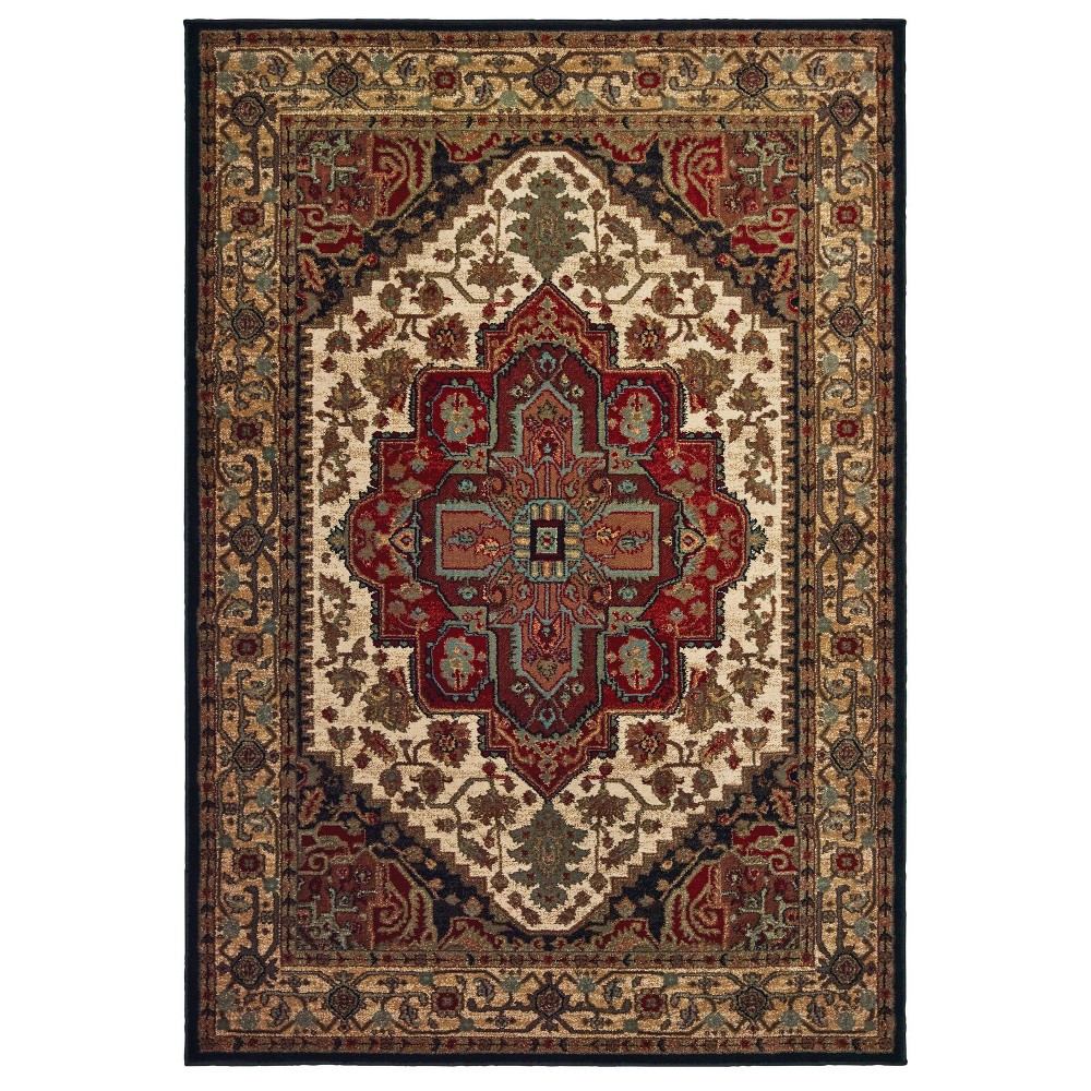 7'10inx10' Lucas Traditional Medallion Area Rug Black - Captiv8e Designs