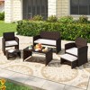 Tangkula 6 PCS Patio Furniture Set w/ 1 Loveseat 1 Coffee Table 2 Armchairs 2 Ottomans - 3 of 4