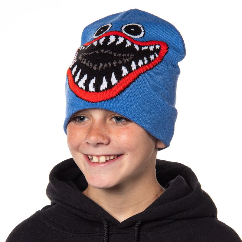 Poppy Playtime Kids Huggy Big Face Design Knitted Beanie Hat for Boys and Girls Blue, 2 of 6