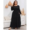Coolmee Womens Plus Size Fall Long Sleeve Maxi Dress Crew Neck Tiered Ruffle Flowy Long Dresses with Pockets - 2 of 4