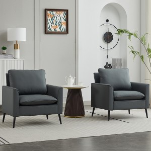 APRILSOULTS 31.50"Cat paw leather upholstered sofa 2PC gray,Nordic retro light luxury living room - 1 of 4