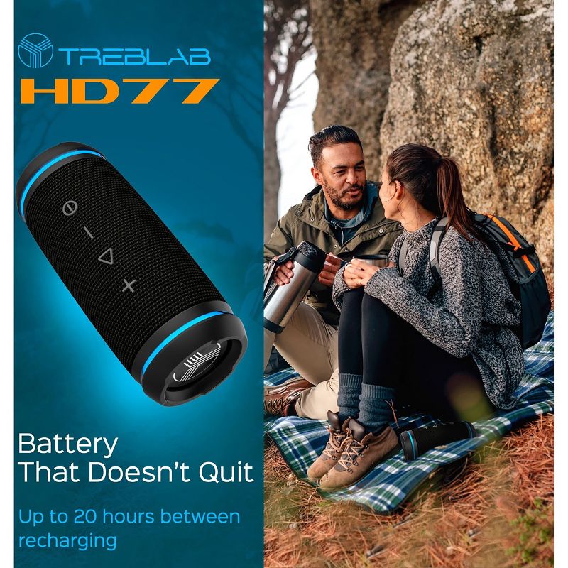 Treblab HD77 Ultra Premium Outdoor Rugged IPX6 Water Resistant Wireless Speaker - Black (HD77-B), 4 of 5