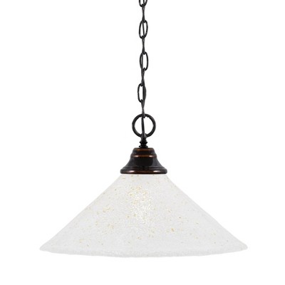 Toltec Lighting Any 1 - Light Pendant in  Black Copper with 16" Gold Ice Shade
