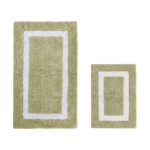Hotel Bath Rug 100% Premium Cotton Tufted Weave Two Tone Reversible 2 Piece Bathroom Rug Set, Super Soft & Water Absorbent, Machine Washable Bathmat - 1 of 4