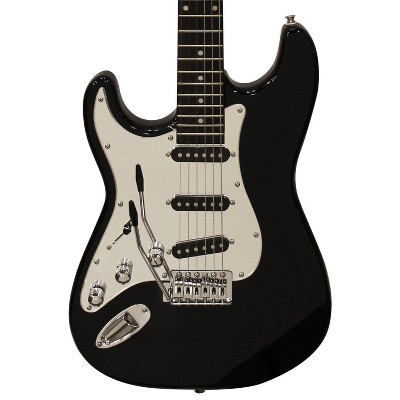 Sawtooth ES Series Left-Handed Electric Guitar, Black with Chrome Pickguard