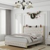 NicBex Full/Queen/King Upholstered Bed Frame with Star Galaxy Projector,Storage Tufted Wingback Headboard with USB Port,Music Speaker,Easy Assembly - 2 of 4