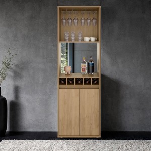 Depot E-Shop Bar Double Door Cabinet, Five Built-in Wine Rack, Two Shelves, Two Interior Shelves - 1 of 4