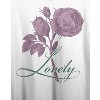 Vintage Rose Lovely Crew Neck Short Sleeve Women's White Crop T-shirt - 2 of 3