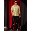 Lars Amadeus Men's Short Sleeve Sparkle Glitter Prom 70s Disco Nightclub Party Sequin Polo Shirts - 2 of 4