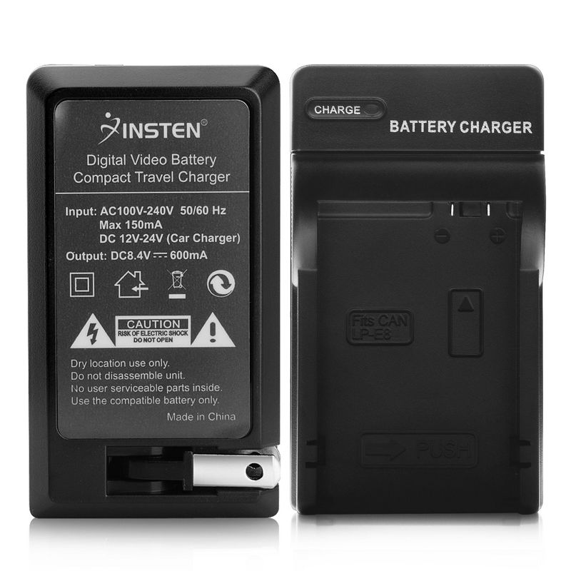 Insten Compact Battery Charger Set compatible with Canon LP-E8, 1 of 8