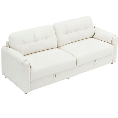 NicBex 79.5 Inch Storage Teddy Cotton Linen Sofa Couch with Metal Conical Long Legs for Living Room,Apartment,Bedroom