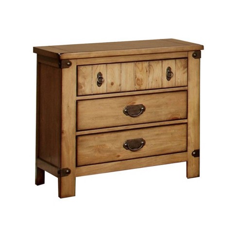 Cottage Nightstand In Weathered Elm Finish Burnished Pine Benzara Target