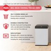 Hailo Big-Box Swing Trash Bin, 9.2 Gallon, Non Slip Base, Self Closing Swing Lid, Space-Saving for Bathroom, Garage or Kitchen, White with Black Lid - 2 of 4