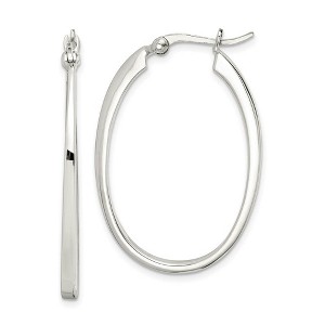 Black Bow Jewelry Square Tube Oval Hoop Earrings in Sterling Silver - 37mm - 1 of 4