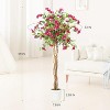 Artificial Bougainvillea Tree with Pink Flowers, Tall Faux Plant with Realistic Wood Trunk In Pot - 2 of 4
