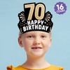 Big Dot of Happiness 70th Birthday Paper Crowns, Happy Birthday Party Headbands for Adults, DIY Black & Gold Milestone Party Hat Favors, 16 Count - 2 of 4