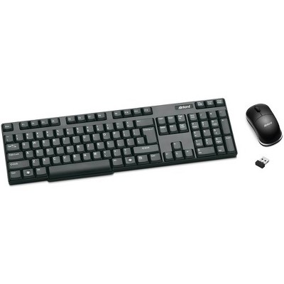 Inland Pro 2.4Ghz Wireless Optical Mouse/Keyboard Combo - USB Wireless RF Keyboard - 104 Key - Black - USB Wireless RF Mouse - Optical - 1000 dpi