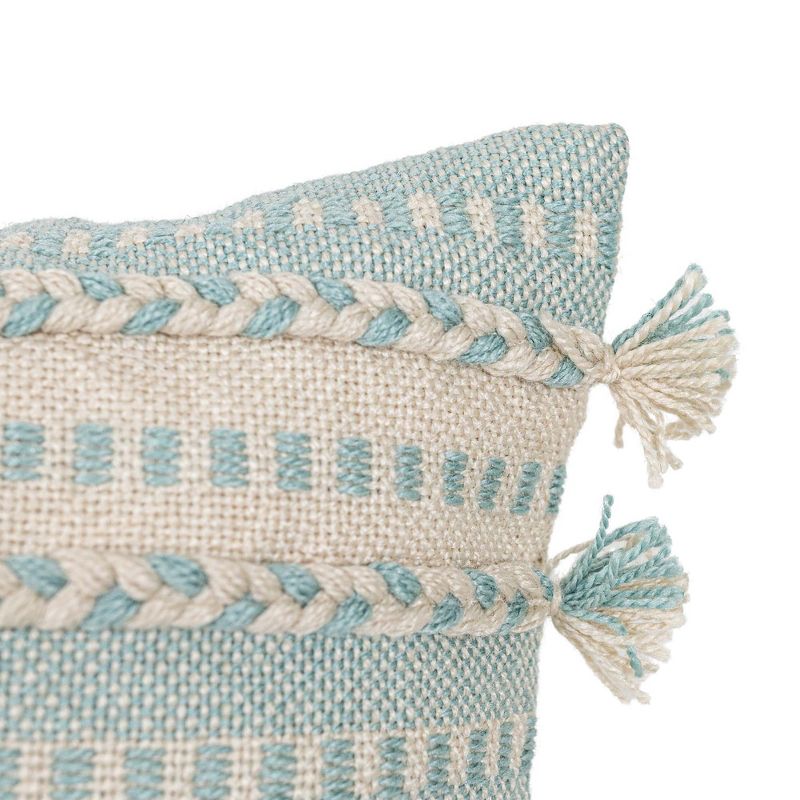 Hand Woven Striped Outdoor Pillow Light Blue Polyester With Polyester Fill by Foreside Home & Garden, 4 of 8