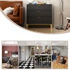 Hitow 3 Drawer Nightstand Brushed Textured Finish & Metal Legs Bedside Dresser Black - 4 of 4