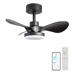 Duclsaty 24" Small Ceiling Fan with Light remote control ,black Ceiling Fan, 6-Speeds Quiet Reversible DC motor for Bedroom,Kitchen - 1 of 4