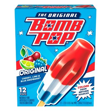 Bomb Pop Original (Cherry, Lime, Blue Raspberry) Frozen Bars - 12pk/21 fl oz