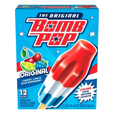 Bomb Pop Original (Cherry, Lime, Blue Raspberry) Frozen Bars - 12pk/21 fl oz