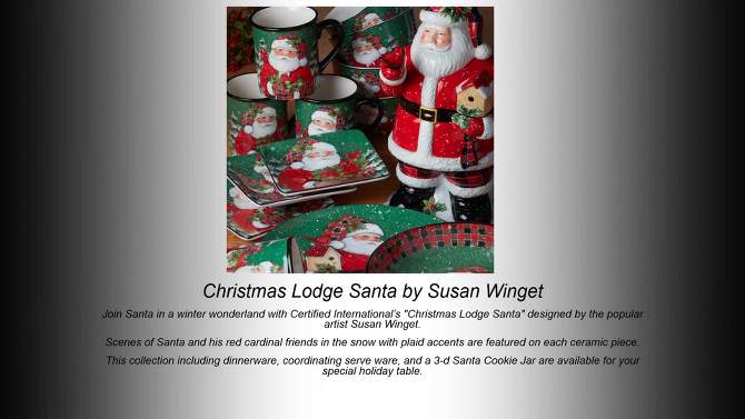 Set of 4 Christmas Lodge Santa Canape Dining Plates - Certified International, 2 of 8, play video