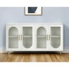 HomeRoots 60" White Ribbed Texture Wood And Glass Sideboard with Four Doors - 2 of 4