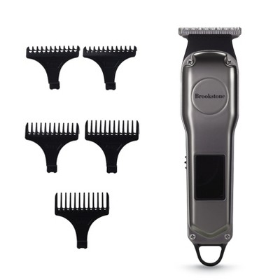 Brookstone Cordless T-Blade Hair Clipper - Rechargeable, Precision Trim, Metallic Black