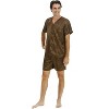 ADR Mens Satin Pajamas, Short V-Neck Pj Set - 3 of 3