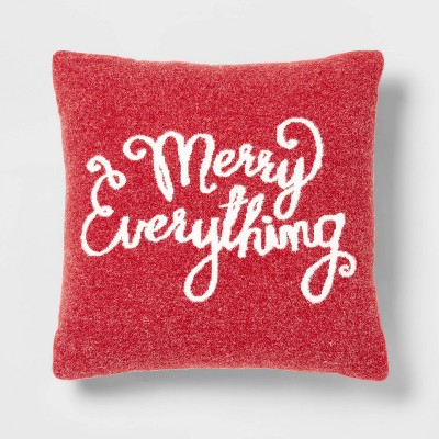 Knit Jacquard 'Merry Everything' Square Christmas Throw Pillow Red - Threshold™