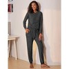 Ekouaer Womens Pajamas Set Long Sleeve Loungewear Soft Lounge Set Joggers with Pockets - 4 of 4