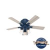 Hunter Fans 44" Indigo Blue Lighted Ceiling Fan with Clear Seeded Glass and LED Bulbs, Low Profile Design for Small Rooms - 2 of 4
