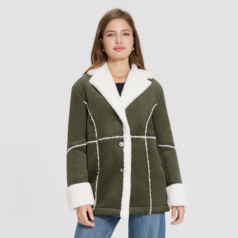 Женские куртки Universal Thread Women's Corduroy Shearling Faux Fur Jacket - Universal Thread™ Olive Green XS