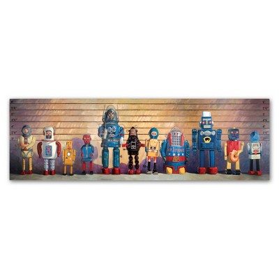 Sci-Fi Robots Police Line-Up Framed Canvas Art