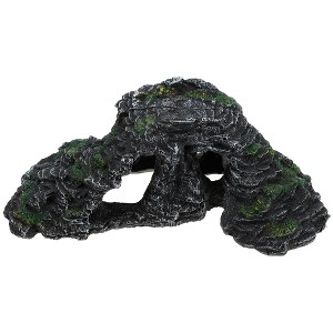 Unique Bargains Resin Tortoise Rock Turtle Basking Platform 11.7"x6"x4.3" Black Green 1 Pcs - 1 of 4