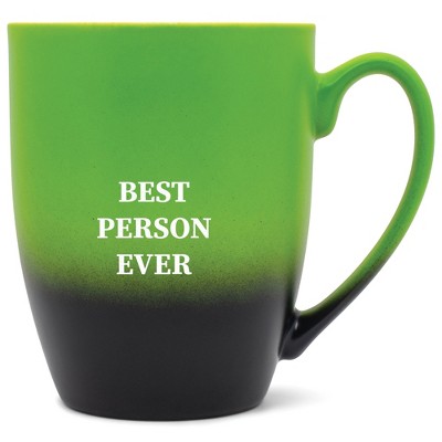 Elanze Designs 12 Ounce Ceramic Decorative Laser Engraved Giftable Novelty Tea Coffee Cup Mug Green and Black Best Person Ever