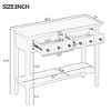 Rustic Entryway Console Table with 2 Drawers and Open Shelf, MDF Top with Rubber Wood Legs, Narrow Sofa Table for Hallway, Living Room, and Entrance - 4 of 4