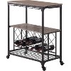 Kings Brand Furniture - Antonia Kitchen Serving Cart Bar Buffet with Wine Rack & Glass Holder - 3 of 4