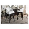 Set of 2 Avril Faux Leather Tufted Swivel Barstool with Nailhead Trim - White - Baxton Studio: Espresso Brown Legs, Rubberwood Frame - 4 of 4