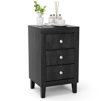 Costway Nightstand Sofa Side Coffee Table with  3 Drawer for Bedroom Living Room Black/Grey/White